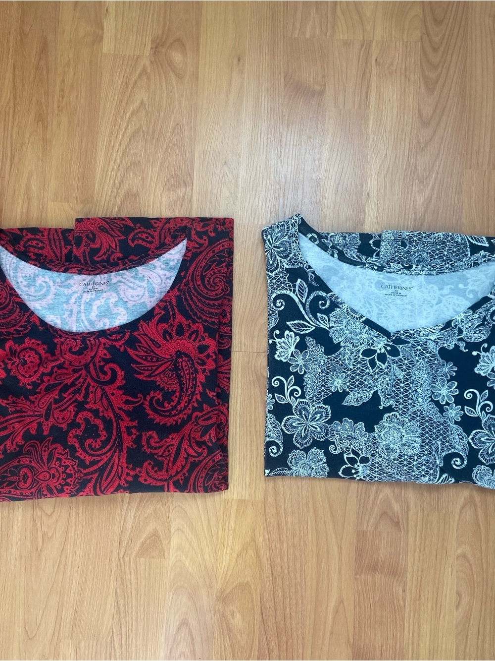 Catherines Red Paisley Black Floral Allover Print Shirt Bundle Women’s 4X